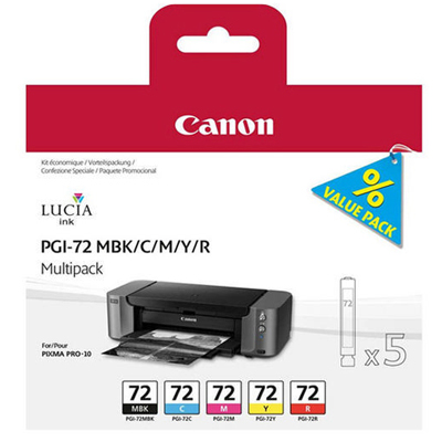 Genuine Canon PGI-72 MKB/C/M/Y/R Multi Pack Colour Ink Cartridge (PGI72MKBCMYRMULTIOEM)