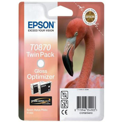 Genuine Epson C13T08704010 Gloss Optimizer Twin Pack Ink Cartridge (T0870GOTWINOEM)