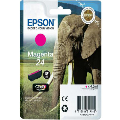 Genuine Epson C13T24234012 (#24) Magenta Ink Cartridge (T2423MOEM)