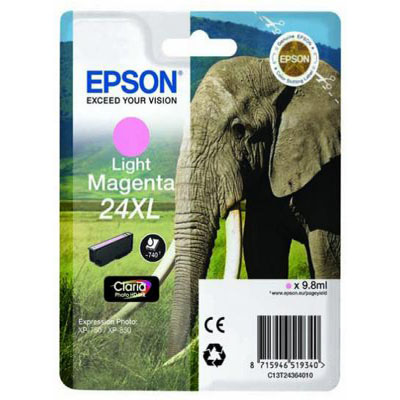 Genuine Epson C13T24364012 (#24H) Light Magenta High Capacity Ink Cartridge (T2436XLLMOEM)