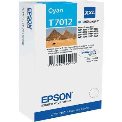 Genuine Epson C13T70124010 Cyan Extra High Capacity Ink Cartridge (T7012CHOEM)