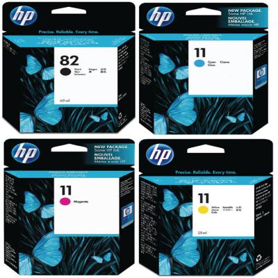 Genuine HP (#82) Black HP (#11) C/M/Y Multi Pack Ink Cartridge (HP82BKHP11CMYMULTIOEM)